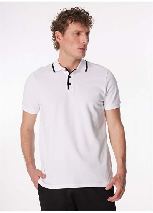 People By Fabrika Düz Beyaz Erkek Polo T-Shirt 23P12 1
