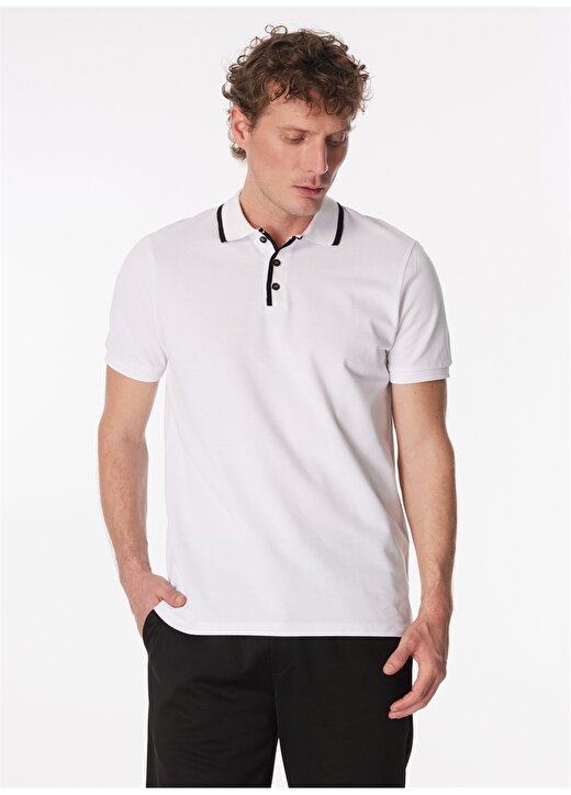 People By Fabrika Düz Beyaz Erkek Polo T-Shirt 23P12 3