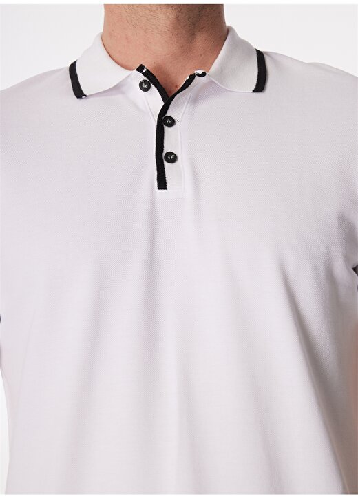 People By Fabrika Düz Beyaz Erkek Polo T-Shirt 23P12 4