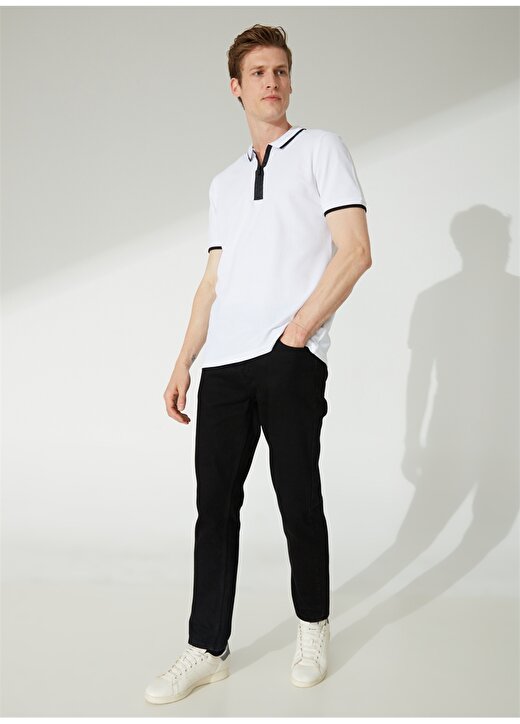 People By Fabrika Düz Beyaz Erkek Polo T-Shirt 23P14 3