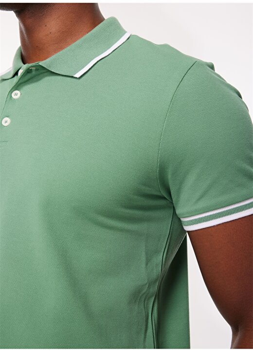 People By Fabrika Yeşil Erkek Polo Yaka Kısa Kollu Düz Polo T-Shirt 23P04 3