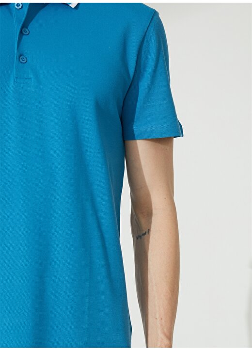 People By Fabrika Düz Koyu Mavi Erkek Polo T-Shirt 23P07 4