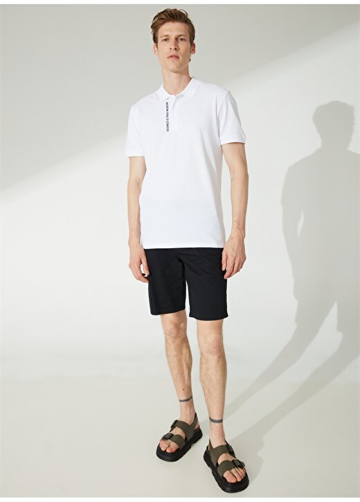 People By Fabrika Baskılı Beyaz Erkek Polo T-Shirt M022 3