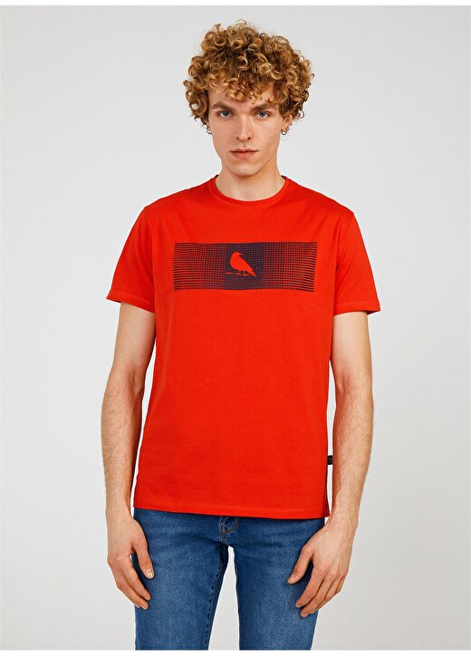 The Crow Bisiklet Yaka Baskılı Kırmızı Erkek T-Shirt TC7126 1