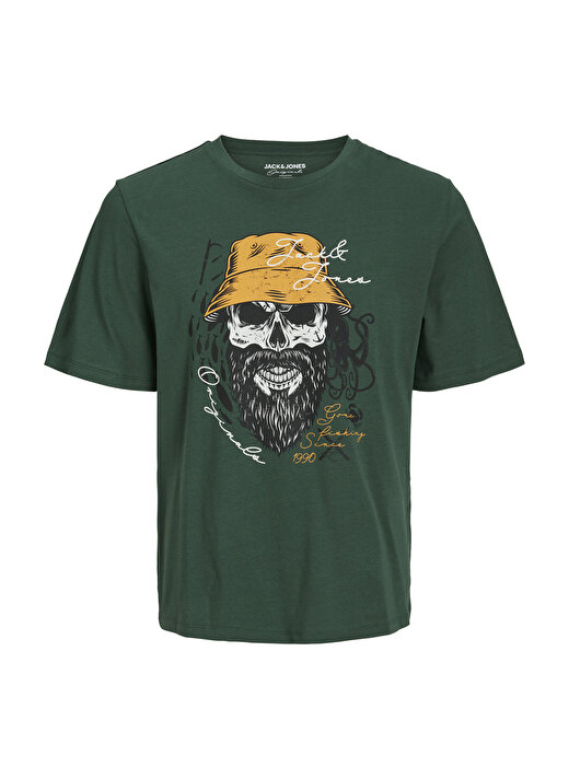 Jack & Jones Desenli Koyu Yeşil Erkek Çocuk T-Shirt 12230630 1