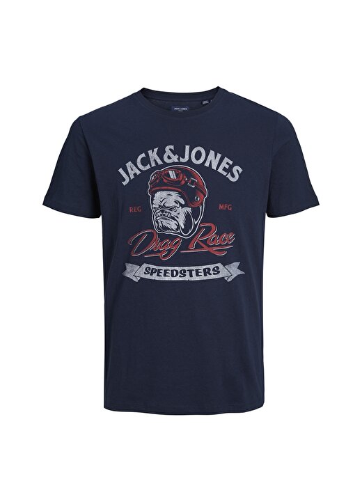 Jack & Jones Lacivert Erkek Çocuk Bisiklet Yaka Yarım Kollu Desenli T-Shirt 12232891 1
