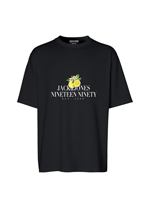 Jack & Jones Siyah Erkek Çocuk Bisiklet Yaka Yarım Kollu Desenli T-Shirt 12230822 1