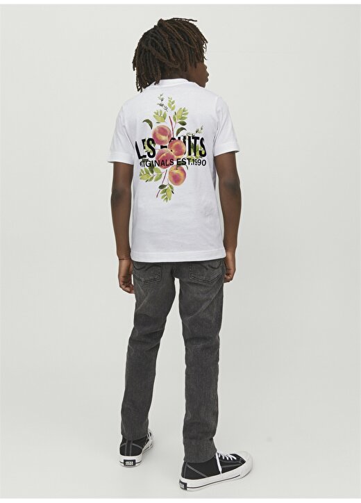 Jack & Jones Kırık Beyaz Erkek Çocuk Bisiklet Yaka Yarım Kollu Desenli T-Shirt 12230826 4