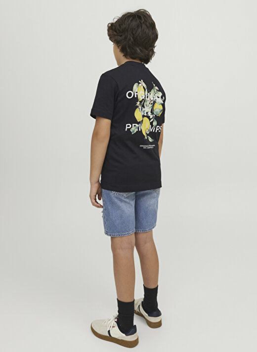 Jack & Jones Siyah Erkek Çocuk Bisiklet Yaka Yarım Kollu Desenli T-Shirt 12230826   3