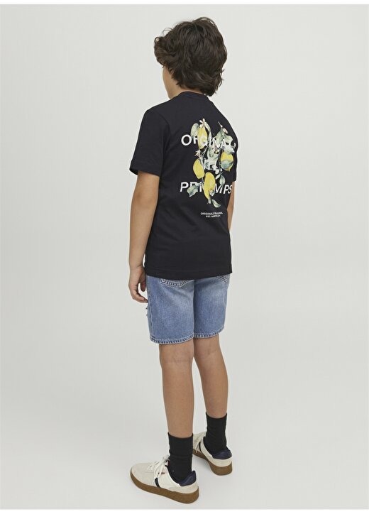 Jack & Jones Siyah Erkek Çocuk Bisiklet Yaka Yarım Kollu Desenli T-Shirt 12230826 3