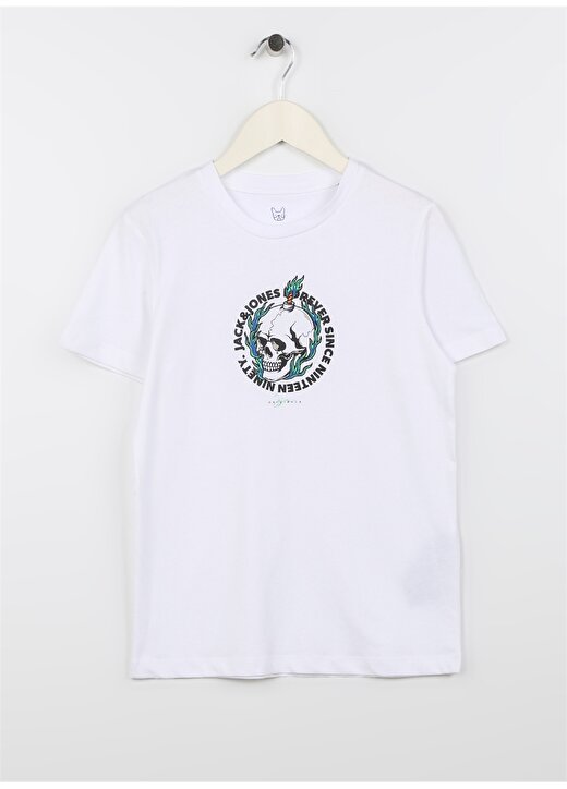 Jack & Jones Kırık Beyaz Erkek Çocuk Bisiklet Yaka Desenli T-Shirt 12234205 1
