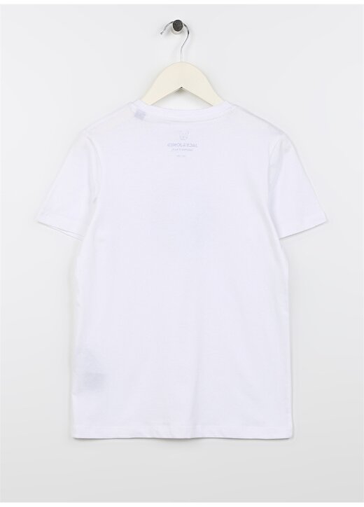 Jack & Jones Kırık Beyaz Erkek Çocuk Bisiklet Yaka Desenli T-Shirt 12234205 2