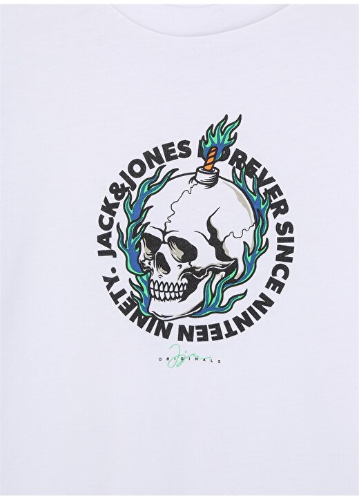 Jack & Jones Kırık Beyaz Erkek Çocuk Bisiklet Yaka Desenli T-Shirt 12234205 3