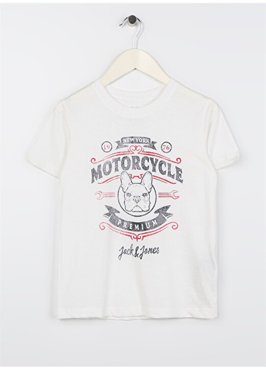 Jack & Jones Kırık Beyaz Erkek Çocuk Bisiklet Yaka Yarım Kollu Desenli T-Shirt 12232891 1