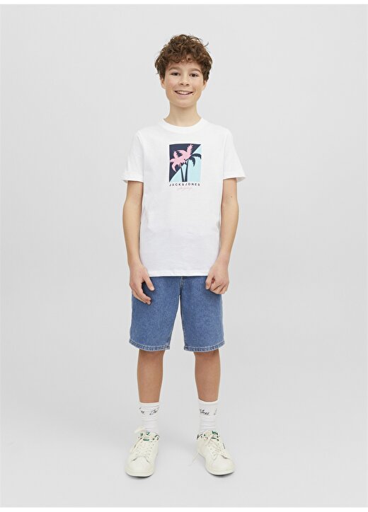 Jack & Jones Kırık Beyaz Erkek Çocuk Bisiklet Yaka Yarım Kollu Desenli T-Shirt 12235535 2