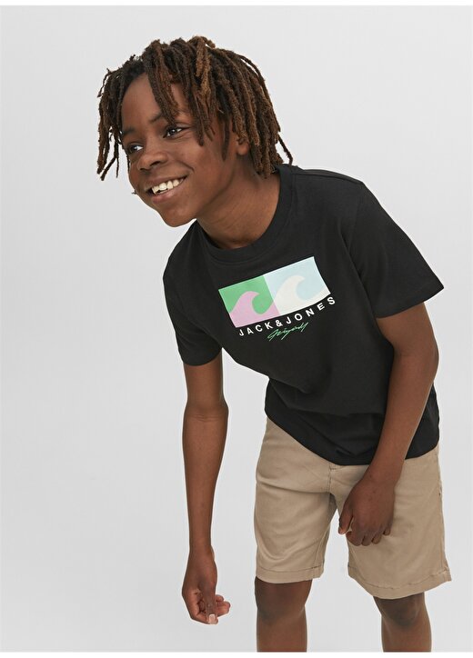 Jack & Jones Siyah Erkek Çocuk Bisiklet Yaka Desenli T-Shirt 12235535 3