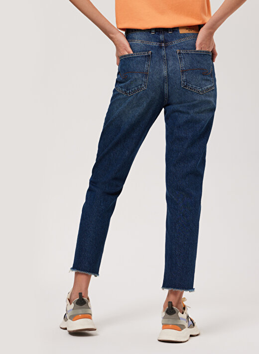 Lee Cooper Yüksek Bel Dar Paça Mom Fit Kadın Denim Pantolon 232 LCF 121013 MARLYN BLUE STONE 4