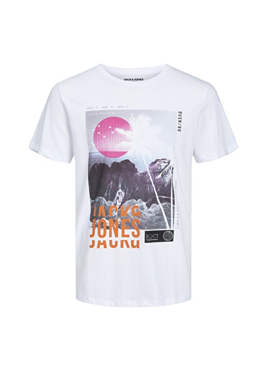 Jack & Jones Desenli Beyaz Erkek Çocuk T-Shirt 12237940 1