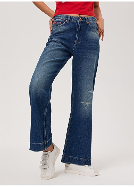 Lee Cooper SANDY BLUE MID Yüksek Bel Geniş Paça Straight Fit Kadın Denim Pantolon 232 LCF 121023 2