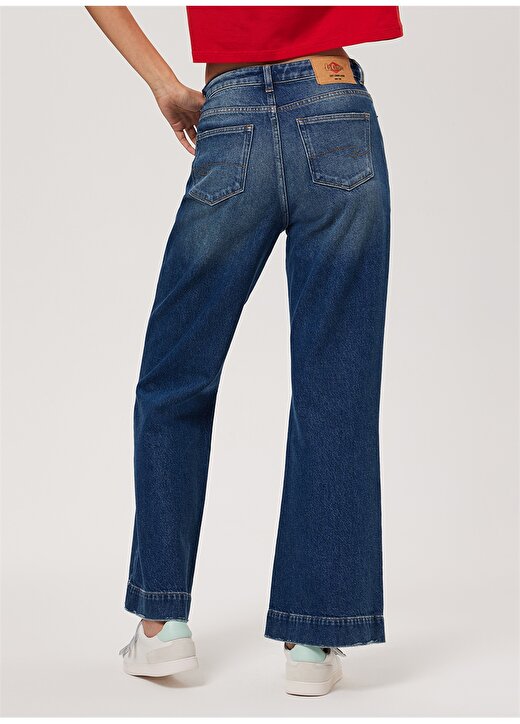 Lee Cooper SANDY BLUE MID Yüksek Bel Geniş Paça Straight Fit Kadın Denim Pantolon 232 LCF 121023 4