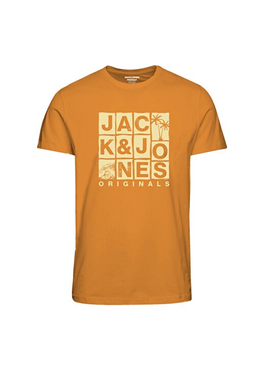 Jack & Jones Turuncu Erkek Çocuk Bisiklet Yaka Yarım Kollu Desenli T-Shirt 12239435 1