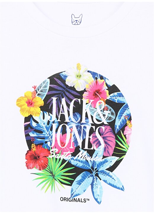 Jack & Jones Kırık Beyaz Erkek Çocuk Bisiklet Yaka Desenli T-Shirt 12240210 3