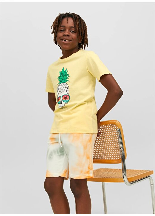 Jack & Jones Sarı Erkek Çocuk Bisiklet Yaka Desenli T-Shirt 12239438 1
