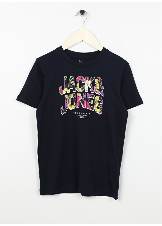 Jack & Jones Lacivert Erkek Çocuk Bisiklet Yaka Desenli T-Shirt 12240210 1
