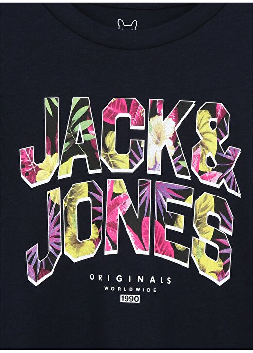 Jack & Jones Lacivert Erkek Çocuk Bisiklet Yaka Desenli T-Shirt 12240210 3