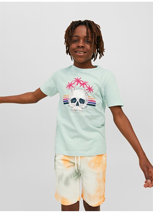 Jack & Jones Mavi Erkek Çocuk Bisiklet Yaka Desenli T-Shirt 12239438 2