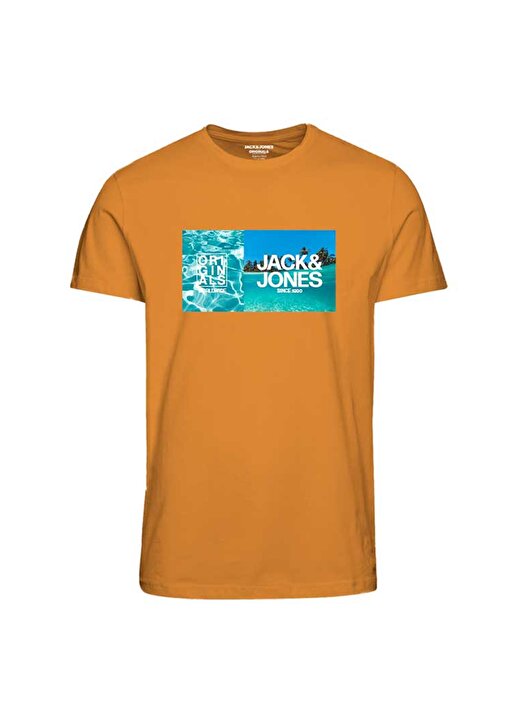 Jack & Jones Turuncu Erkek Çocuk Bisiklet Yaka Yarım Kollu Desenli T-Shirt 12240204 1