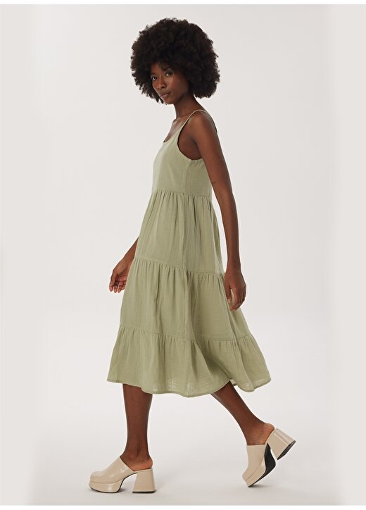Lee Cooper Klasik Yaka Yumuşak Dokulu Koyu Yeşil Standart Kadın Elbise 232 LCF 244003 CERYS CAGLA 3