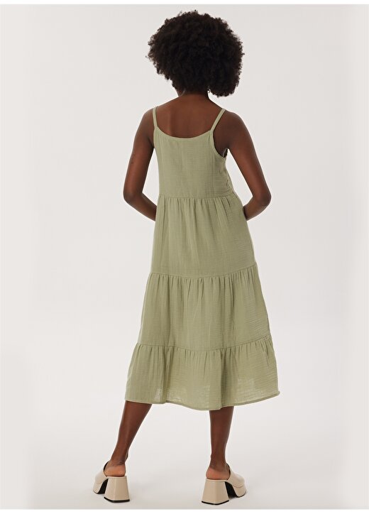 Lee Cooper Klasik Yaka Yumuşak Dokulu Koyu Yeşil Standart Kadın Elbise 232 LCF 244003 CERYS CAGLA 4