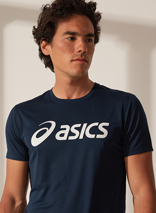 Asics Bisiklet Yaka Düz Koyu Lacivert Erkek T-Shirt 2011C334-402 CORE ASICS TOP 3