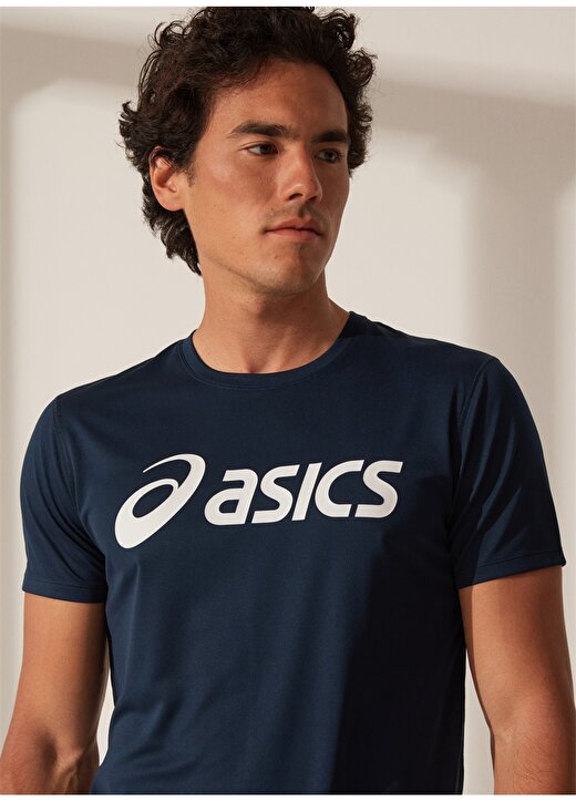 Asics Bisiklet Yaka Düz Koyu Lacivert Erkek T-Shirt 2011C334-402 CORE ASICS TOP 3