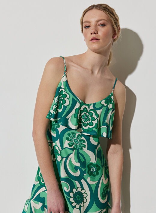 Wrangler Yeşil Kadın Geniş Yaka Kolsuz Uzun Elbise W231747300   4