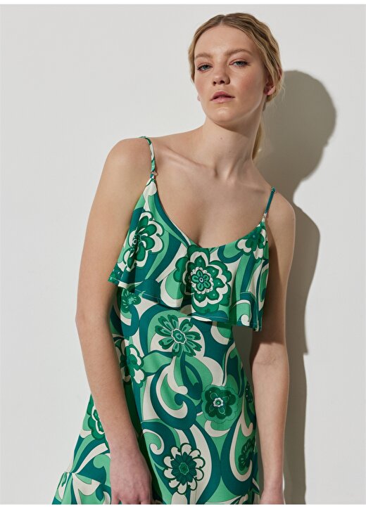 Wrangler Yeşil Kadın Geniş Yaka Kolsuz Uzun Elbise W231747300 4
