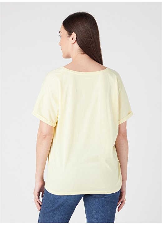 Wrangler V Yaka Açık Sarı Kadın T-Shirt W7XKEVX6Z 4