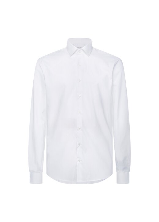 Calvin Klein Düğmeli Yaka Beyaz Erkek Gömlek K10K103025100 1