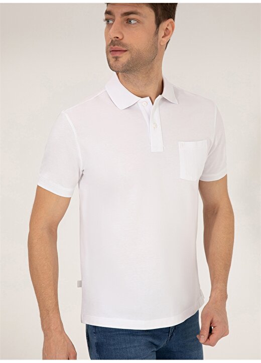 Pierre Cardin Düz Beyaz Erkek Polo T-Shirt EARTH-R 3