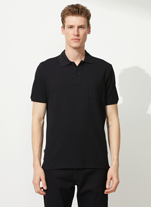 Pierre Cardin Polo Yaka Düz Siyah Erkek T-Shirt EARTH-R 1