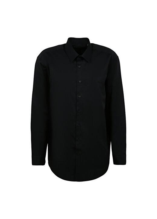 Pierre Cardin Slim Fit Klasik Yaka Düz Siyah Erkek Gömlek MEDELLIN-2 1