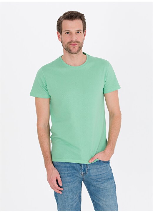 Pierre Cardin Bisiklet Yaka Düz Açık Yeşil Erkek T-Shirt PIU 3