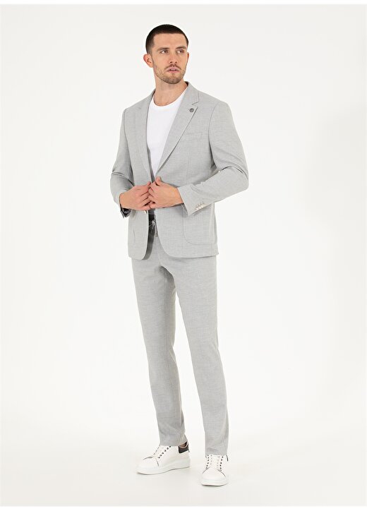 Pierre Cardin Normal Bel Slim Fit Gri Erkek Takım Elbise R20036/ST 4