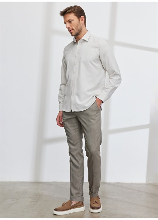 Altınyıldız Classics Normal Bel Dar Paça Slim Fit Beyaz - Kahverengi Erkek Pantolon 4A0123200031 2