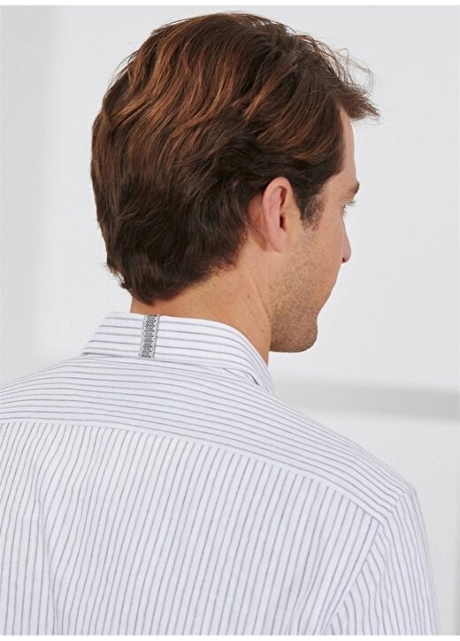 Altınyıldız Classics Slim Fit Düğmeli Yaka Beyaz - Lacivert Erkek Gömlek 4A2023200001 4