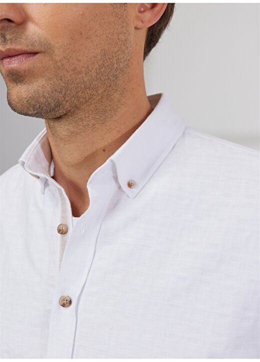 Altınyıldız Classics Comfort Fit Düğmeli Yaka Beyaz Erkek Gömlek 4A2023200042 3