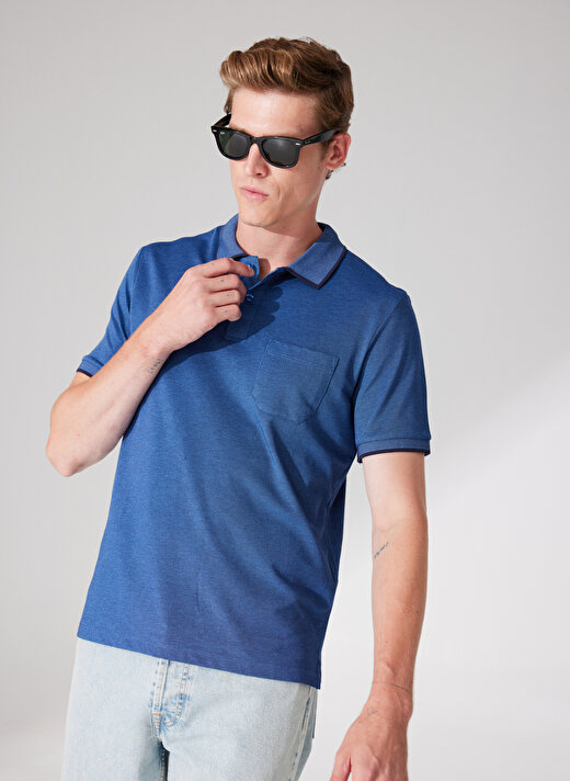 Altınyıldız Classics Lacivert Melanj Erkek Polo T-Shirt 4A9000000004 2