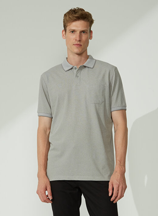 Altınyıldız Classics Gri - Beyaz Erkek Polo T-Shirt 4A9000000004 3