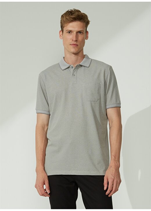 Altınyıldız Classics Gri - Beyaz Erkek Polo T-Shirt 4A9000000004 3